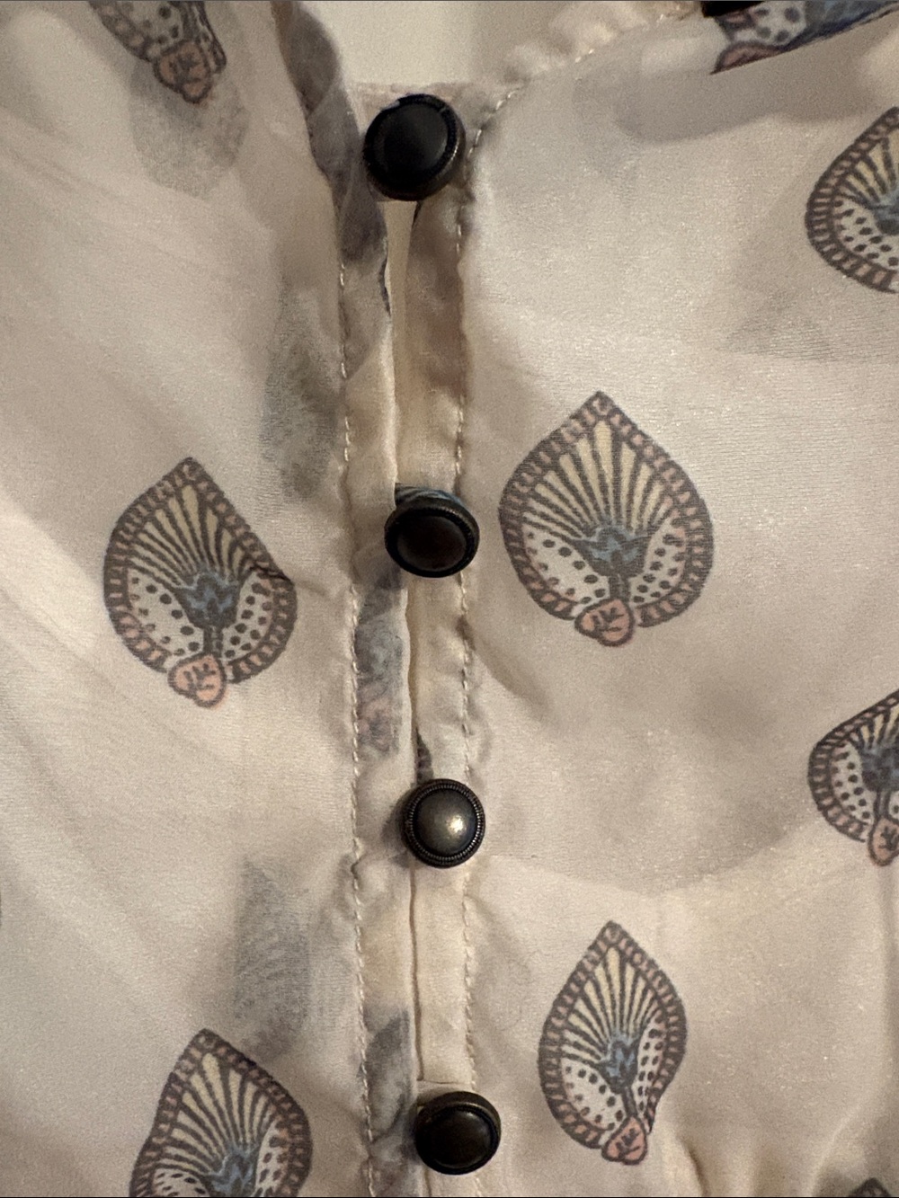 Anthropologie Sheer Ivory Blouse with Metallic Teardrop Print - Picture 6 of 7